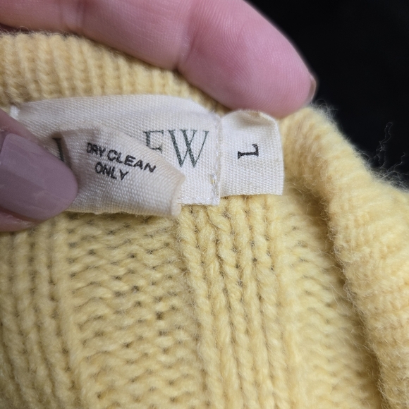 J Crew Yellow Womens 100% Wool Shetland Zip Up Sweater Cardigan V-Neck Size Larg - Picture 4 of 5